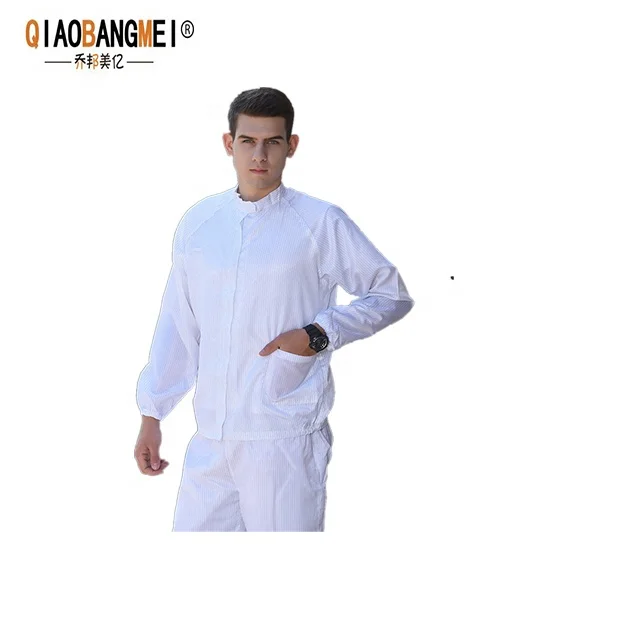 
High quality comfortable clean room antistatic labcoat dress esd striped overalls 