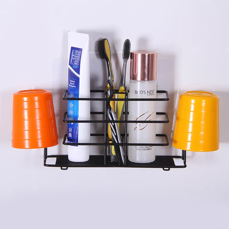 Wall Stand Toothbrush Toothpaste Storage Holder Iron Bathroom  Toothbrush Holder