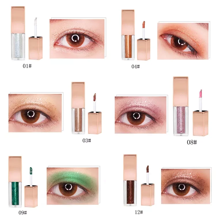 New trending private label 10 colors liquid waterproof glitter eyeshadow fluid makeup colors long lasting shimmer eye shadows