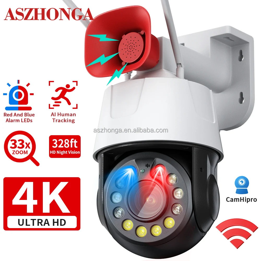 8MP  Wireless WIFI Security IP network Camera 33X Zoom 4K HD PTZ Outdoor Home Surveillance Cam CCTV  Full color Night Vision