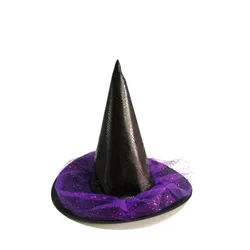 Halloween Witch Hat with Gauze Black Pointed Hat Halloween Decorations