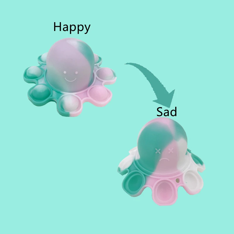 
Reversibility Purple Double Sided Sad Happy Mood Small Doll Keychain Reversible Pops Fidget Its Octopus 