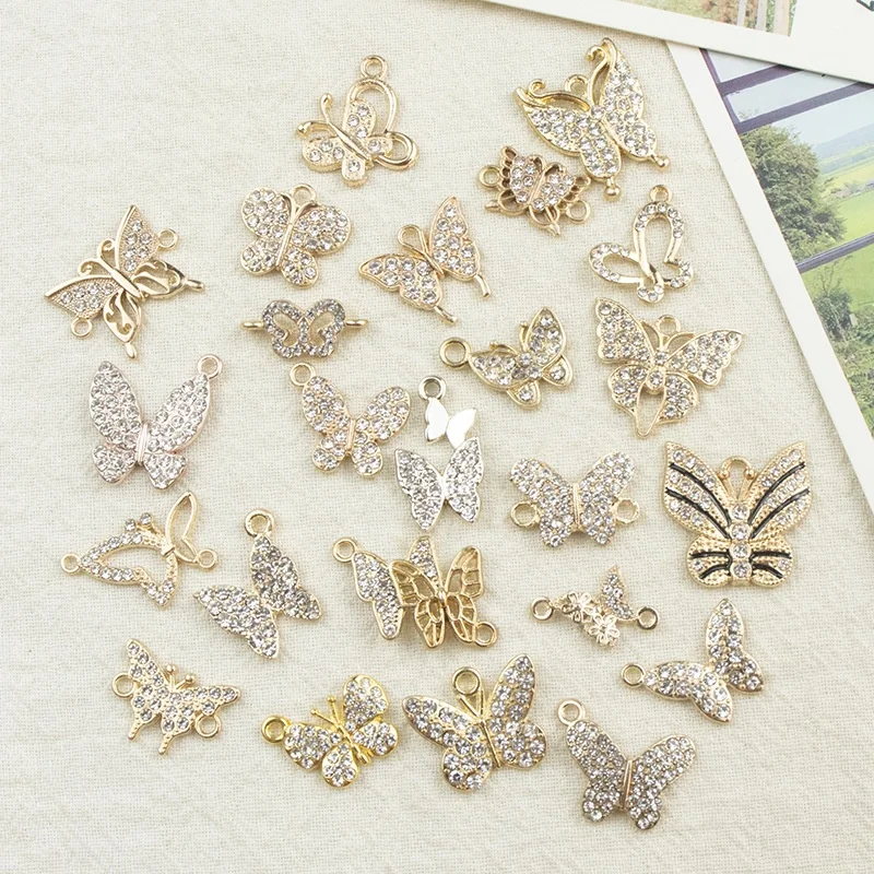 wholesale Hot Sale Butterfly Charms Diy Earring Necklace Pendant Gold Color Jewelry Making Findings and Accessories