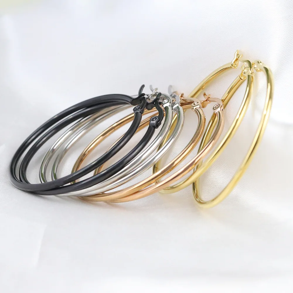 Classic Circle Huggie Hinged Hoop Earrings Wholesale Gold Plated Bali Large Circle Earrings Big Hoop Earrings For Women Jewelry