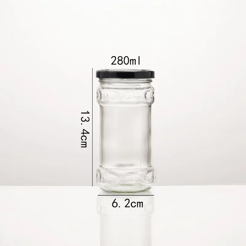 Wholesale 200ml 220ml 280ml Clear Round Empty Pepper Vegetable Jam Beef Sauce Glass Food Jar