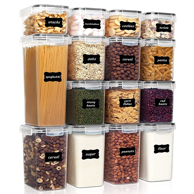 Customized Logo BPA Free 5pc/7pcs/15pc/24pc Portable Square Pot Dry Dog Food Storage Containers