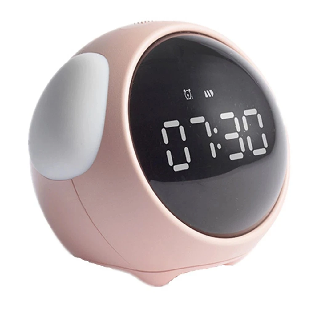 Multifunctional Cute Expression Alarm Clock Bedside Night Light Snooze Chargeable Child Voice Control Emoji Alarm Clock