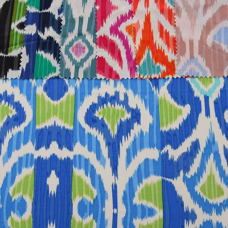 Manufacturer custom GRS woven 100% rayon material special pattern poplin printed fabric roll for dresses