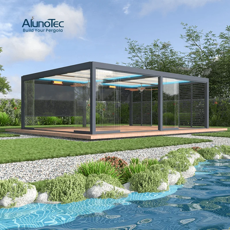 AlunoTec садовый сарай жалюзи Bioclimatic алюминиевая беседка уличная крыша электрическая 3x4