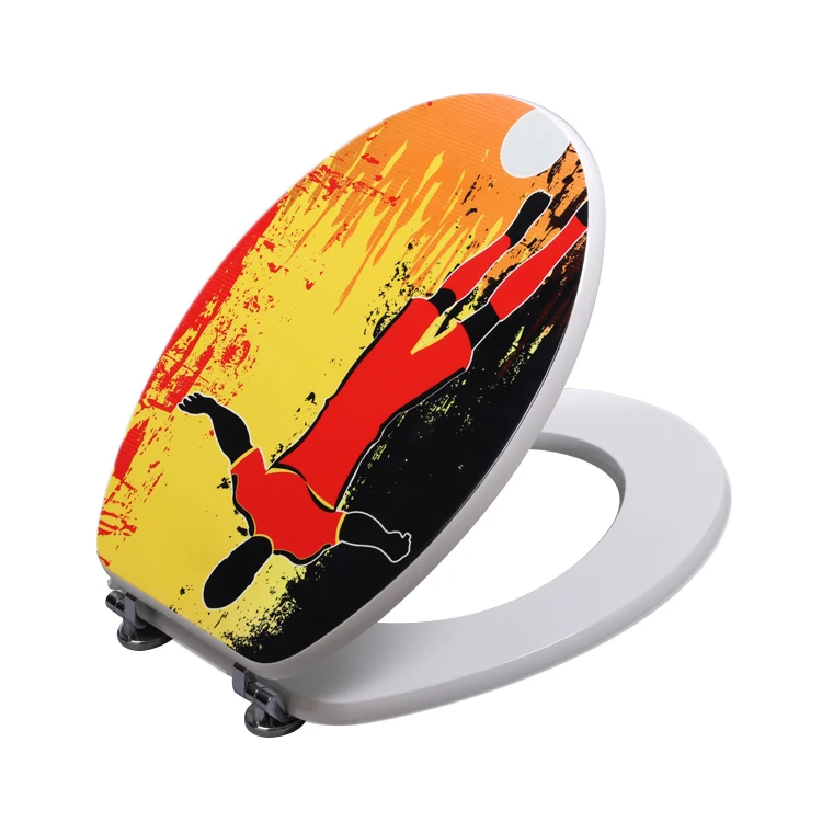 Angel Shield Molded Wood print soccer player western black kids bidet toilet seat non electric toilet lid cover