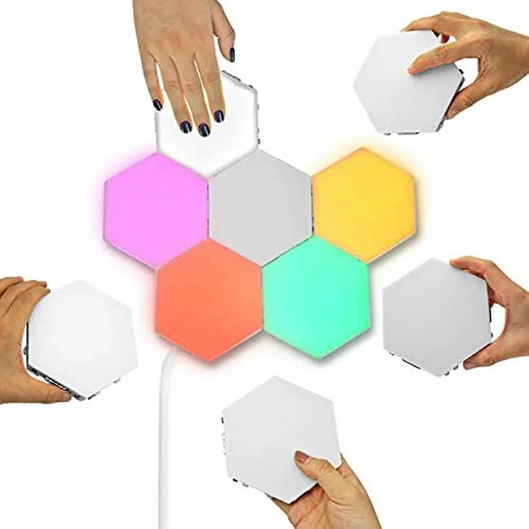 Amazon 6PCS/SET DIY Honeycomb LED Quantum Light Touch Night Lamp Modular Hexagonal Wall lamp