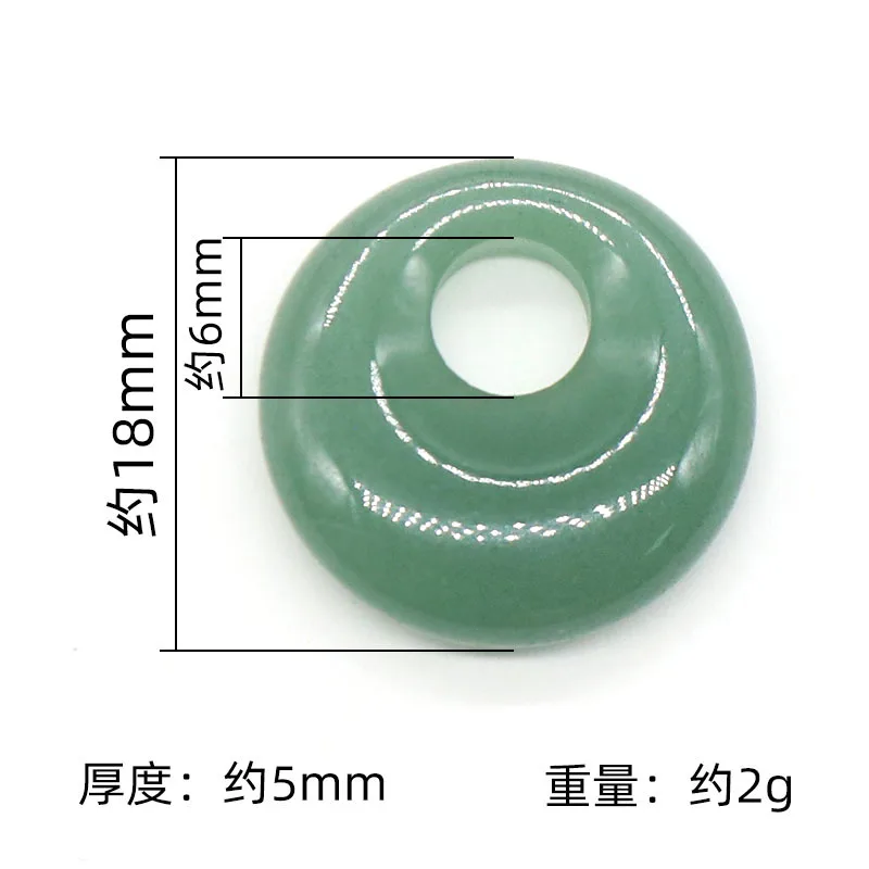 18mm Natural Crystal Agate Side Big Hole Peace Buckle Pendant Charm Disc Donut Lucky Coin Stone Pendant for DIY Jewelry Making