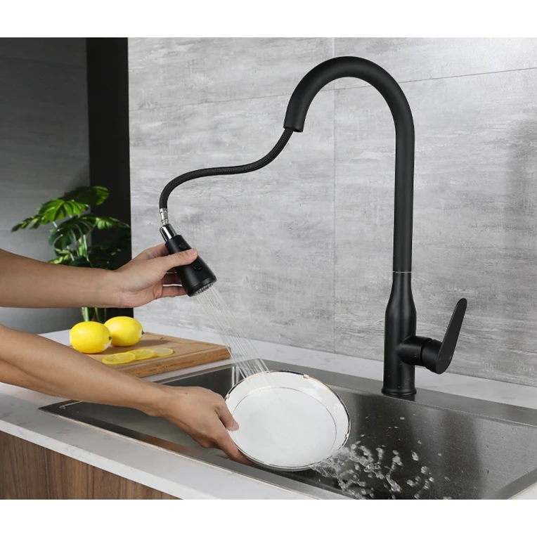 Oem Odm Black Electric Instant Water Heater Tap Automatic Water Tap Sensor Kitchen Faucet With Pull Out Spout