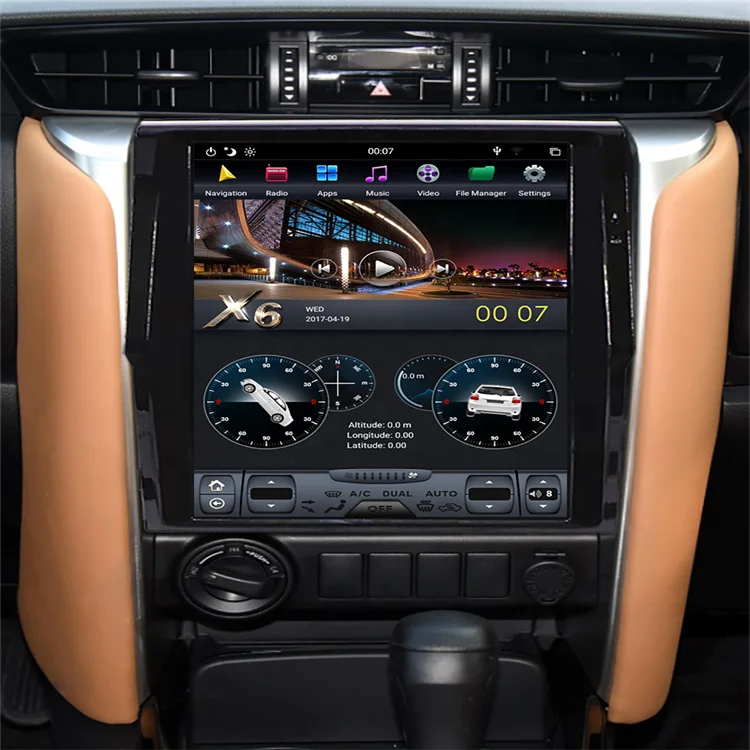 12.1 inch Tesla Style Vertical Screen Android 9.0 PX6 Car Video Car Radio GPS Navigation System for Toyota Fortuner 2016-2018