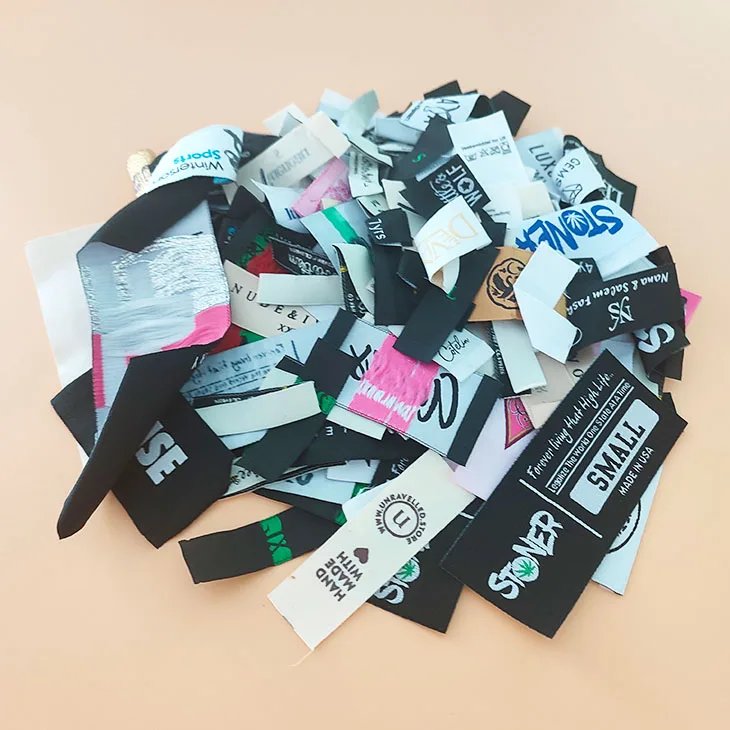 Woven Private White Garment Labels Clothing Manufacturer Fabric Tags Iron On Neck Cotton Custom Made Logo Label for Clothes