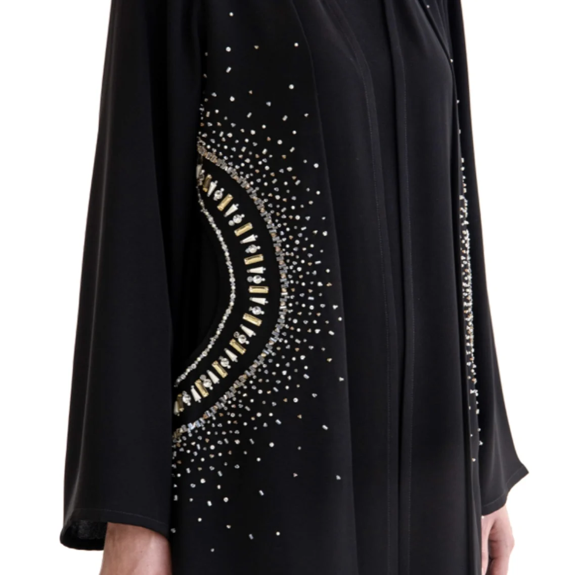 Modest Elegant Embroidery Sequins Islamic Clothing Ladies Women Long Open Abaya Dubai Kimono Muslim Long Sleeve Dress