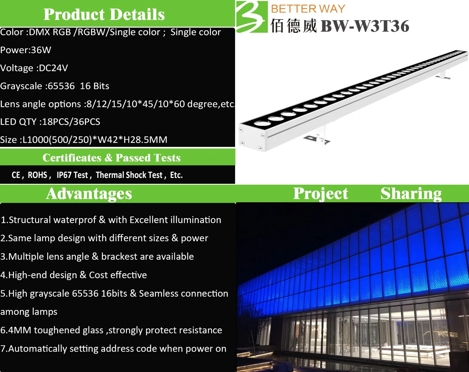 36W LED wall washer light building exterior walls and architectural landmarks facade lighting outdoor