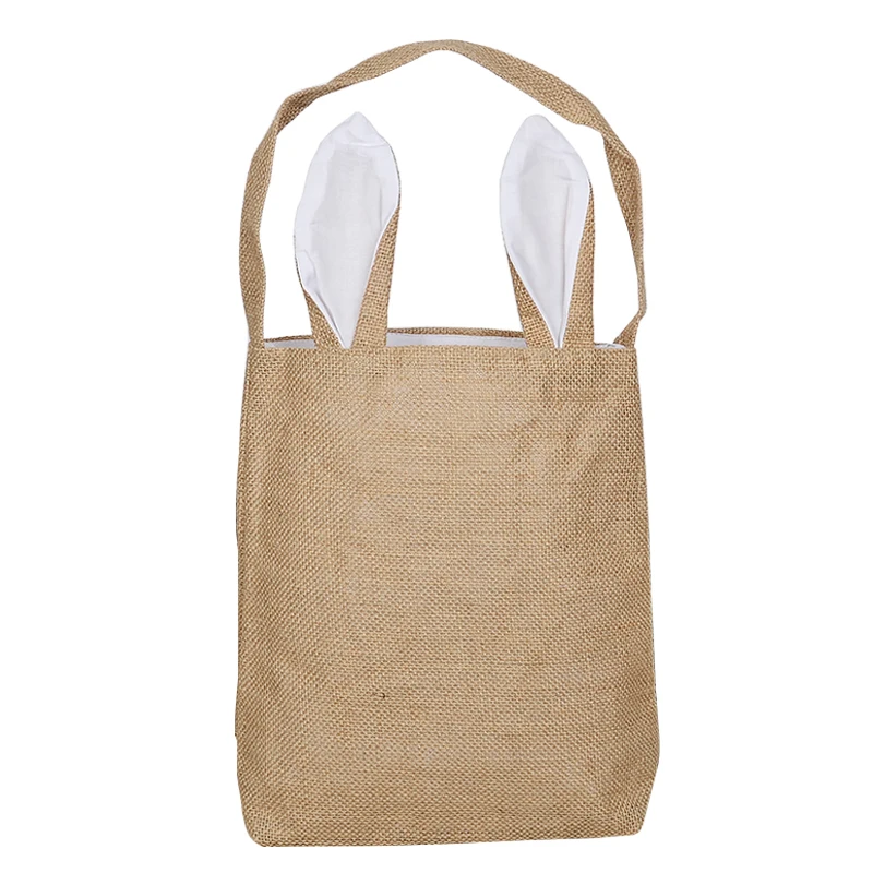 New Arrival Jute Easter with Eggs In Stock Bunny Ear Basket Handwork Kids Gift Bag