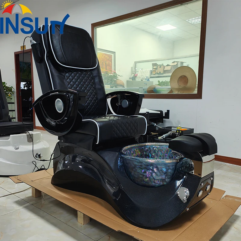 Insun Modern Luxury Beauty Nail Salon Furniture Black High Back Foot Massage Spa Pedicure Chairs
