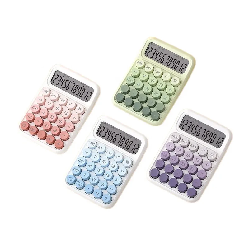 Small Cute Girl Desktop Business Office Calculator New Kids Colorful Gradient Silent Mechanical Keys Battery Powered