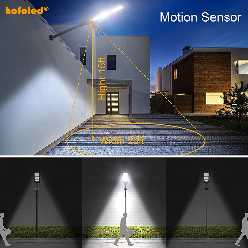 300W Cold White 6500K Solar Outdoor Lights Solar Panel Motion Sensor Integrated Solar Led Outdoor Lights