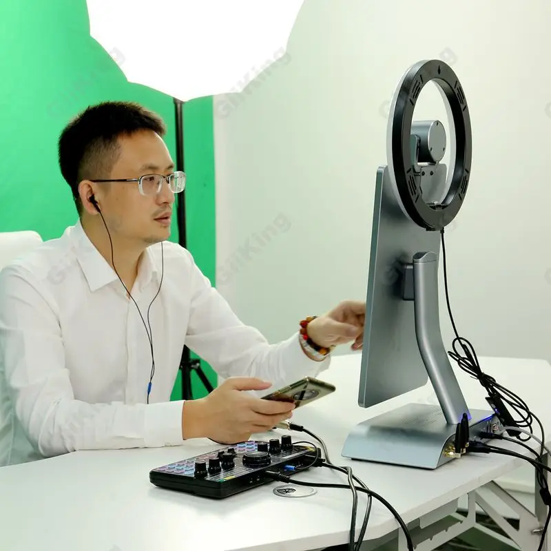 New Desktop 15.6 Inch All In One Live Broadcast Machine Live Streaming Equipment With Beauty Fill Light Adjustable HD Webcam