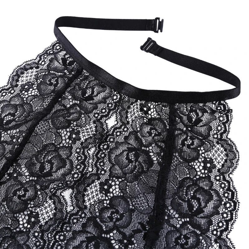 Custom Sissy Black One Piece Lace Underwear Halter Bodysuit Leotard Lingerie Clothing For