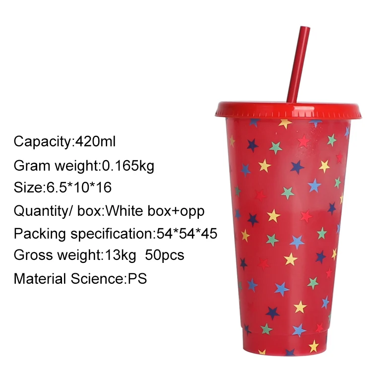 GXP Magic Drink 710ml Pp 24oz Stadium Coffee Reusable Heart Custom Cold Plastic Color Changing Cup With Lid And Straw
