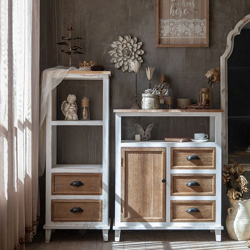 Fashionable Decor Wooden Drawer Cabinet Vintage Furniture  solid wood modern living room cabinet with shelf
