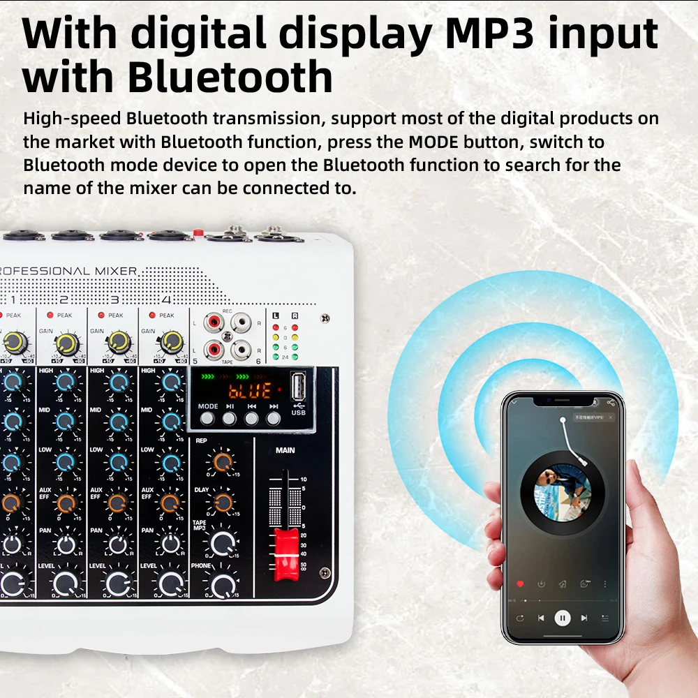 MIX400 4 Channel Sound Mixing Console USB Recording Computer 48V Phantom Power Delay Repaeat Effect Audio Sound Card & Mixer