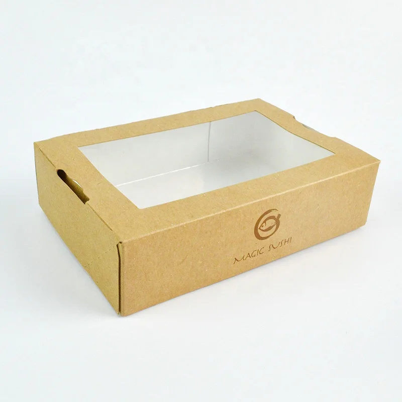 Black Take Out Sushi Box Paper Eco-friendly and Food Grade Paper Disposable Snack Box Sushi To Go Box