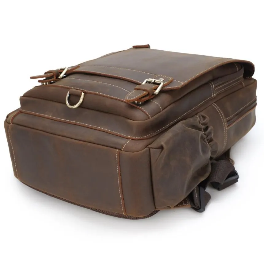 OEM Male Backpack Luggage Band Single Compartment Luxury Cowhide Leather Backpack for Women Men