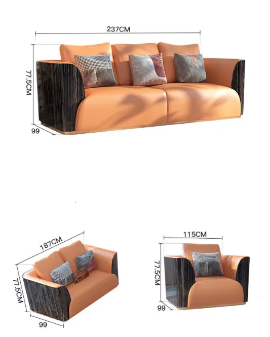 villa sofa set Wholesale elegant lounge home furniture modular full leather luxury living room simple sofa furniture set