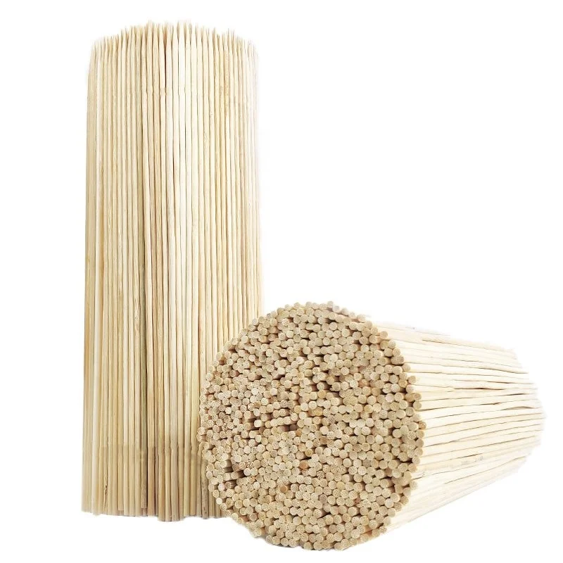 
Wholesale restaurant marshmallow roasting disposable beef mutton BBQ long barbecue snack round bamboo sticks skewers 