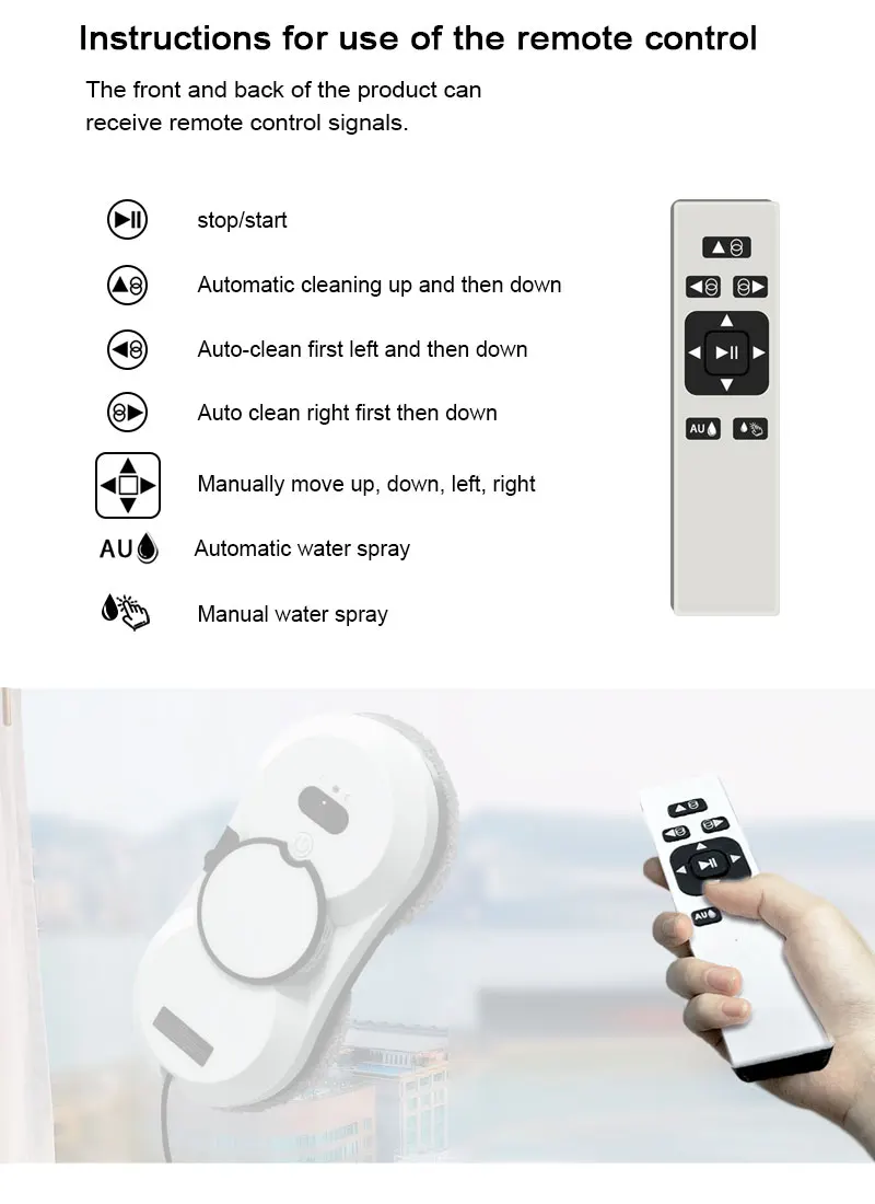 Automatic Electric Window  Cleaning Robot Cleaner Free hands Professional Glass Cleaner with water Spray Robot Vacuum