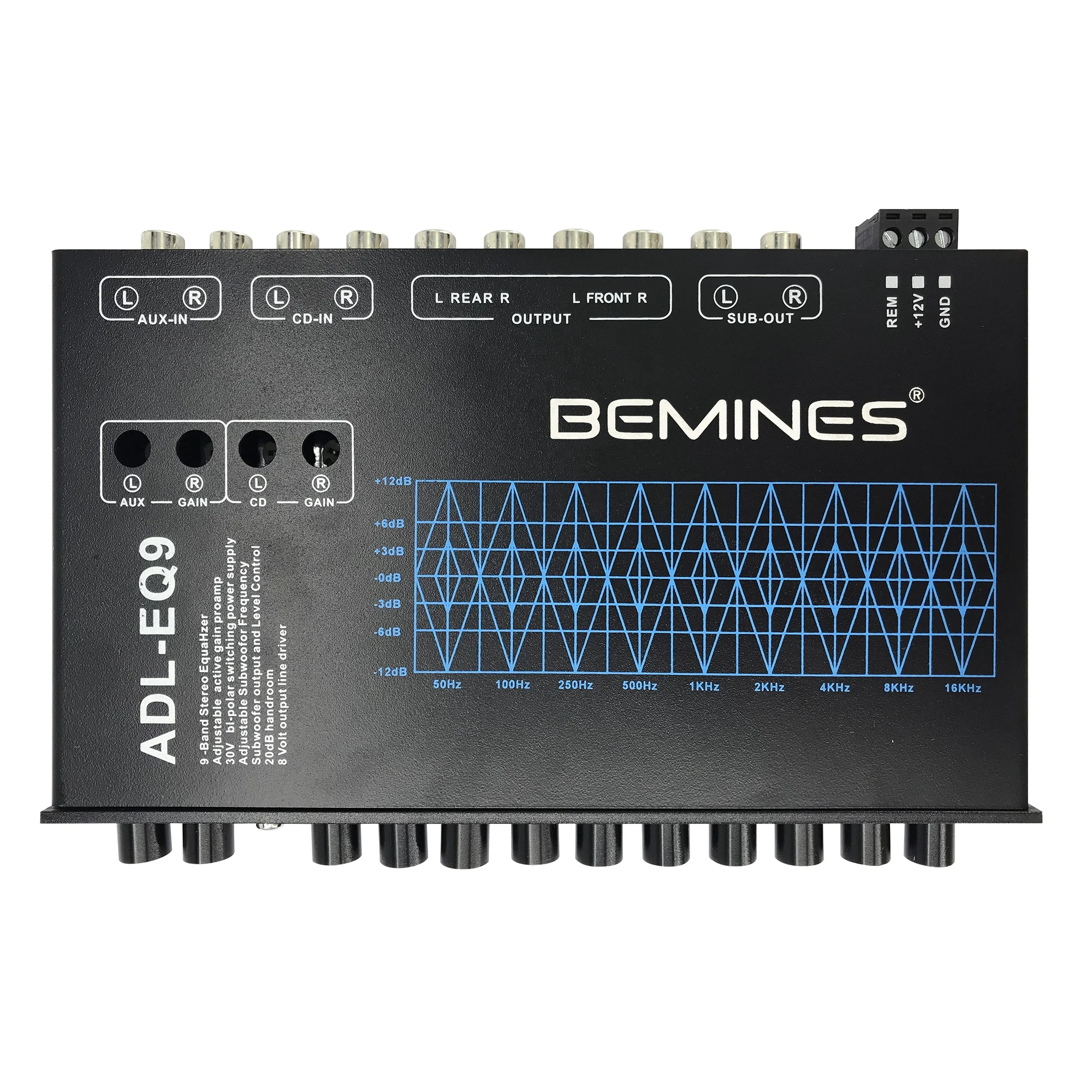 QMF-EQ9 Multifunctional parameter with dual microphone input high-end car audio equalizer amplifier with 49 frequency bands adju