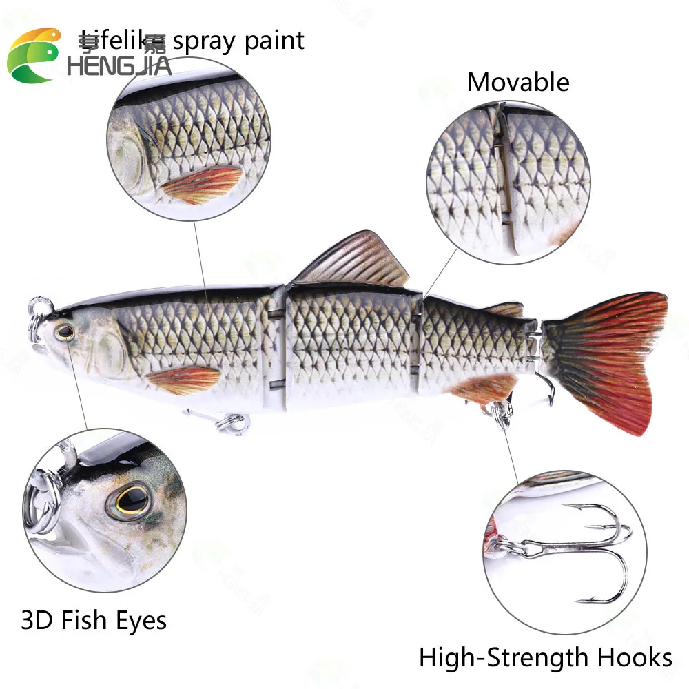 16cm 42g 4 Section Marine Boat Fishing Shore Fishing Throwing Bionic Fixture Multi Section Fish Swing Bait Fishing Bait
