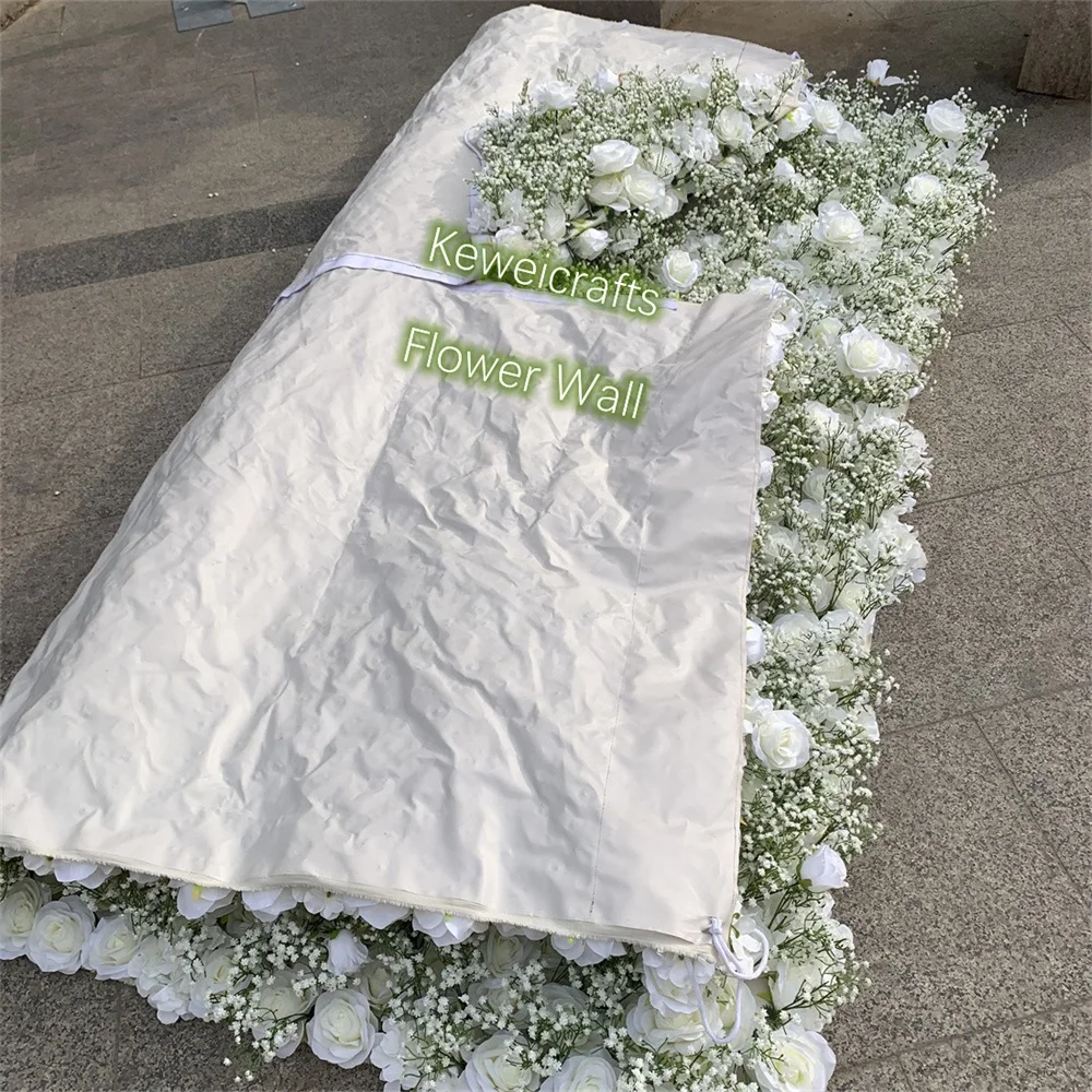 A-472 Wedding Babies Breath Floral Wall Gypsophila Wall 3D Backdrop Baby Breath Rose Roll Up Flower Wall
