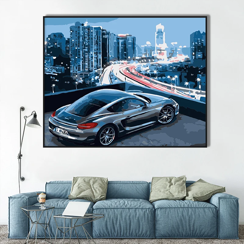 Custom Handmade Sports car Adults Kits Diy Oil Number Painting On Canvas Paint By Numbers