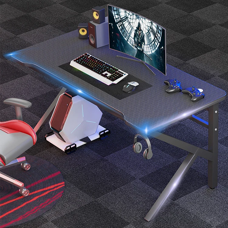 Internet Cafe Black Steel Frame PC Laptop Computer E-sport OEM Big Black l Shaped Gaming  Table Desk