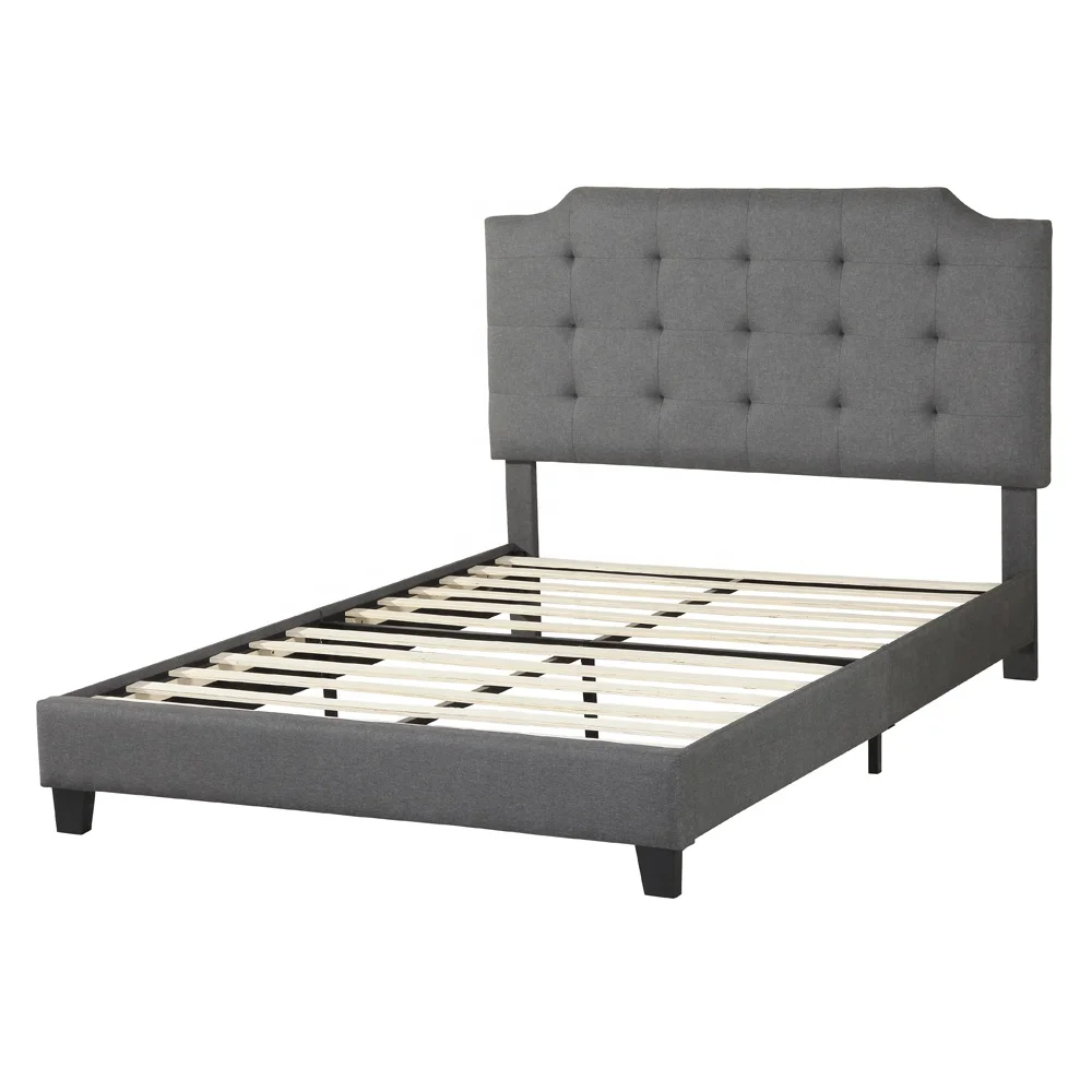 Match all decor noise free Queen King sizes upholstered platform bed frame with all parts packed in one box packing design