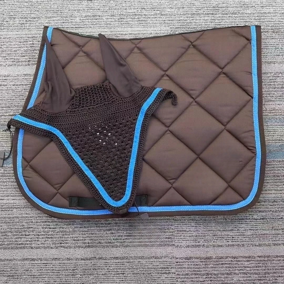 Factory Price Horse Saddle Pads Sets And Mask Set Knitted Fly Mask Horse Veil
