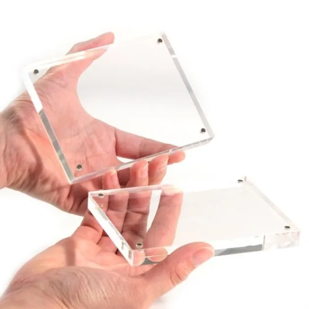 acrylic 4x6 Acrylic Frame, Magnetic Picture Frames, Clear, 10 + 10MM Thickness Stand in Desk/Table