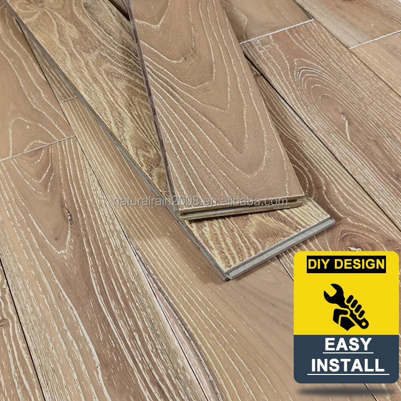 8mm Wide Plank White Oak Wooden Glue Down Engineered Floor Antique Unfinished Hardwood Flooring