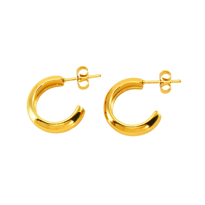 New Horseshoe Buckle C Shaped Earrings Female Geometric Braided Earrings Irregular Titanium Steel Earrings Female