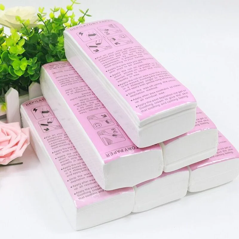 100pcs Portable Depilatory Waxing Paper Double Sided Non-Woven Fabric Disposable Hair Removal Wax Strip