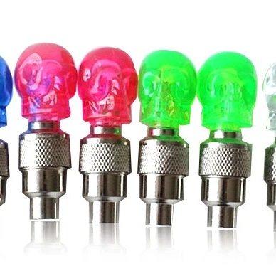 Bicycle valve lamp gem ghost head air nozzle lamp colorful wind fire wheel riding lamp riding equipment for bicycle light