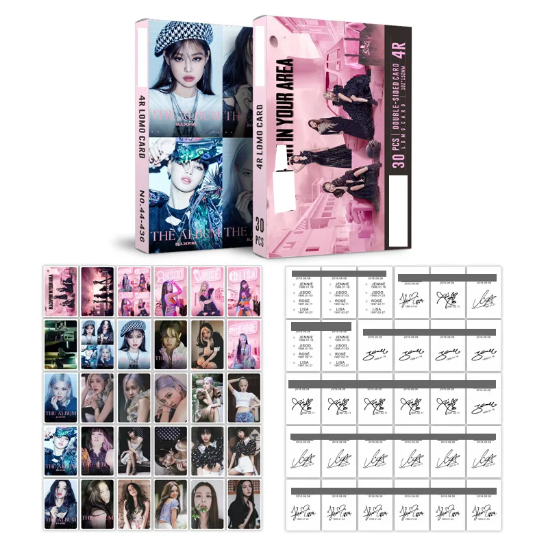 
Wholesale 30pcs/box Kpop Idol Merchandise Double Sides Blackpink 4R Photo Card Lomo Card 