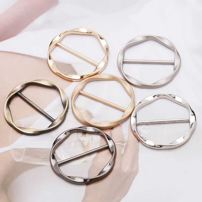 Silk Scarf Ring Clip for Women Fashion Metal Round Circle Knot Buckle for T-Shirt
