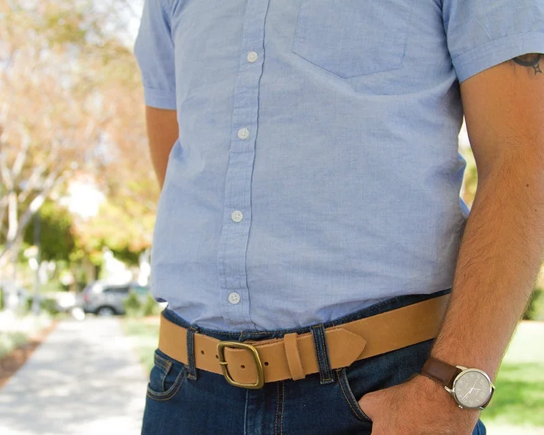 Genuine Leather Belts for Men Full Grain Hand Made Casual Dress Belt Gift Ideas MNM-0040